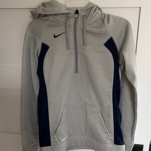 Nike Light Gray and Dark Blue Pullover Hoodie